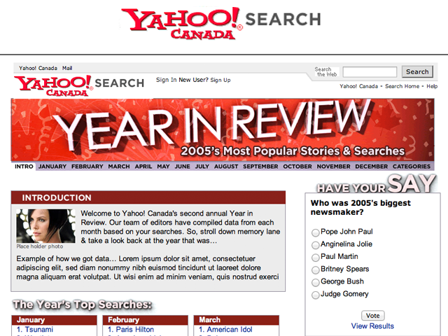 Yahoo! Canada – Year in Review